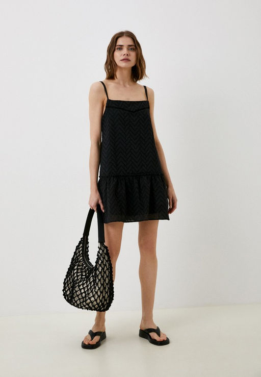 Платье из хлопковой ткани с перфорированным зигзагообразным узором - Incity фото 16