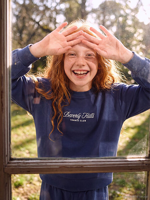 Bisiklet Yaka K?z ?ocuk Sweatshirt ve E?ofman Alt?