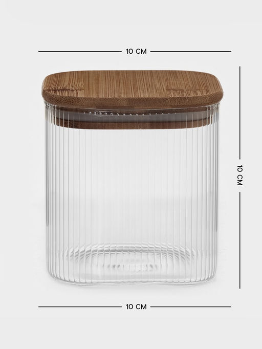 Банка для сыпучих BellaTenero «Эко. Квадрат». 800 мл, 10×10 см с бамбуковой крышкой, стекло, прозрачная