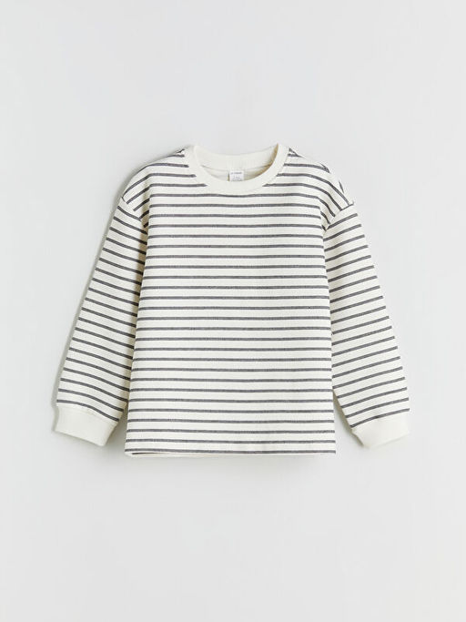 Bisiklet Yaka ?izgili Erkek ?ocuk Sweatshirt