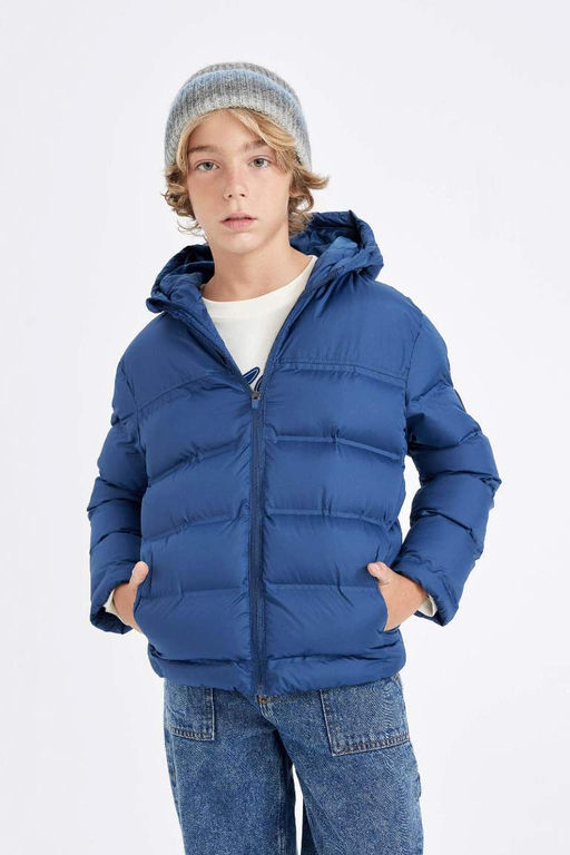 Водоотталкивающее пальто с капюшоном для мальчика - Defacto фото 5