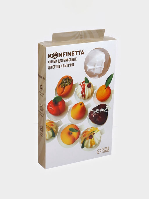 Форма для муссовых десертов и выпечки KONFINETTA Сердце, силикон, 29?17?2 см, 8 ячеек, белая