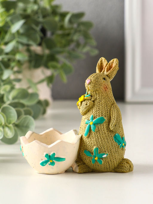 Фигурка - подставка полистоун Зайчики пасхальные, набор 2 шт., 5.3?10?10 см