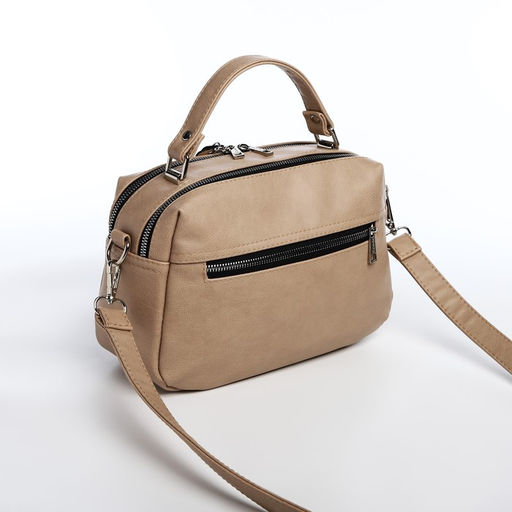 Сумка-саквояж на молнии, цвет бежевый - Simaland фото 4