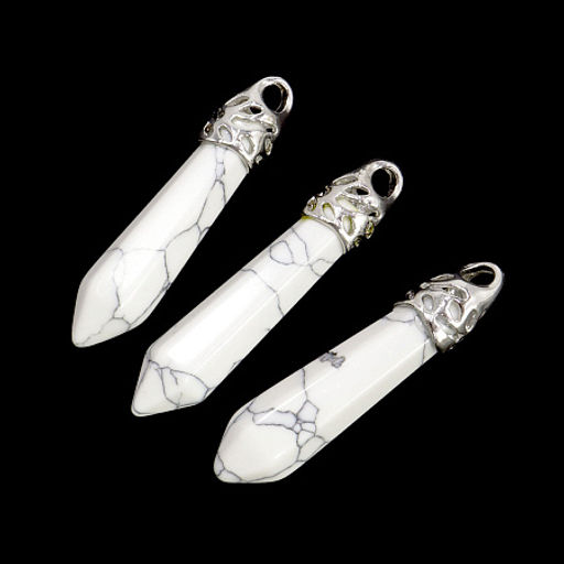 Подвеска маятник уп-3шт камень Белый кохолонг 3,5см камень счастья