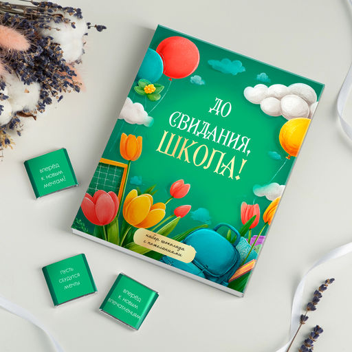 Набор 12 шоколадок "До свидания школа!"