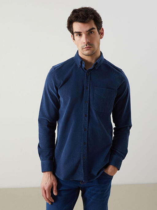 Regular Fit Uzun Kollu Kadife Erkek G?mlek