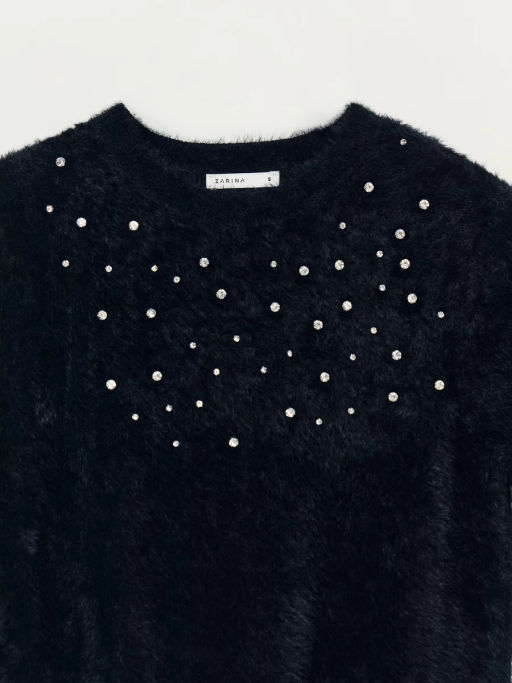 Джемпер с коротким рукавом со стразами / Zarina  фото 9