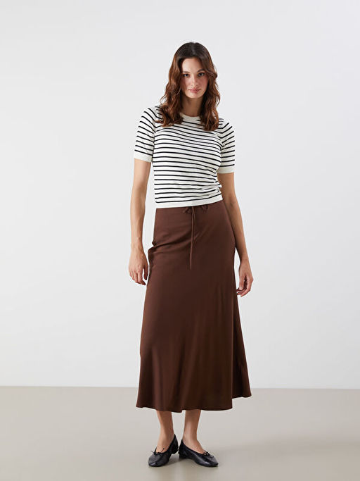 Bisiklet Yaka ?izgili Kad?n Triko Kazak