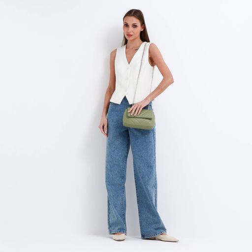 Сумка женская мессенджер на магните, 23×7×14 см, оливковая