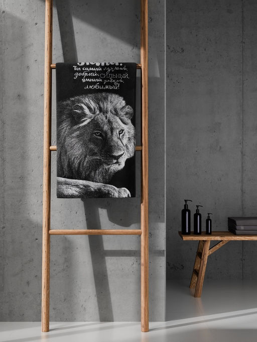 Полотенце махровое Этель Лучший папа, 70?130 см, 100% хлопок, 420 г/м?, чёрно-белое