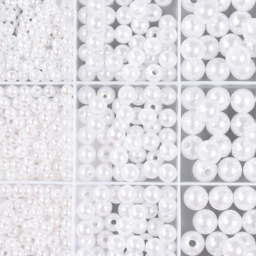 Бусины в шкатулке «Белый перламутр», 12 делений, 10×13.5×1.8 см