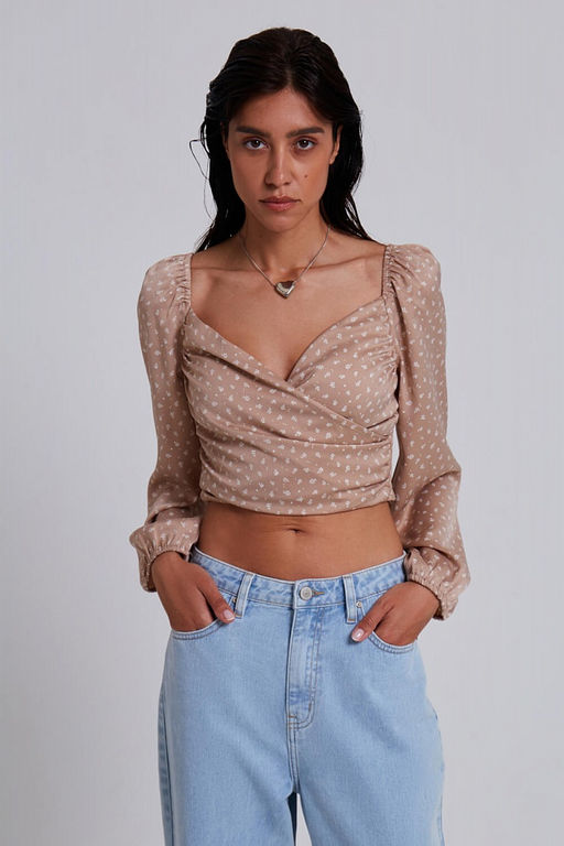 Бежевый топ с драпировкой - Incity фото 2