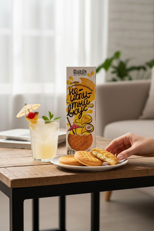 Печенье Неиспитый вкус с начинкой Пина Колада фас фл/п коробка 0,250кг - НасБерри фото 9