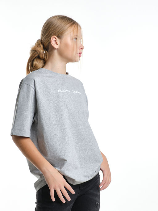 Футболка с принтом 22-7613 светло-серый меланж - Mini maxi фото 5