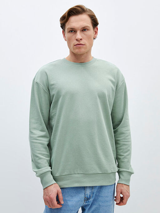 Bisiklet Yaka Uzun Kollu Erkek Sweatshirt