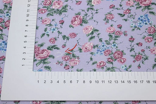 Ситец Цветущие розочки цв.сиренево-голубой, ш.0.8м, хлопок-100%, 85гр/м.кв - Купава фото 4