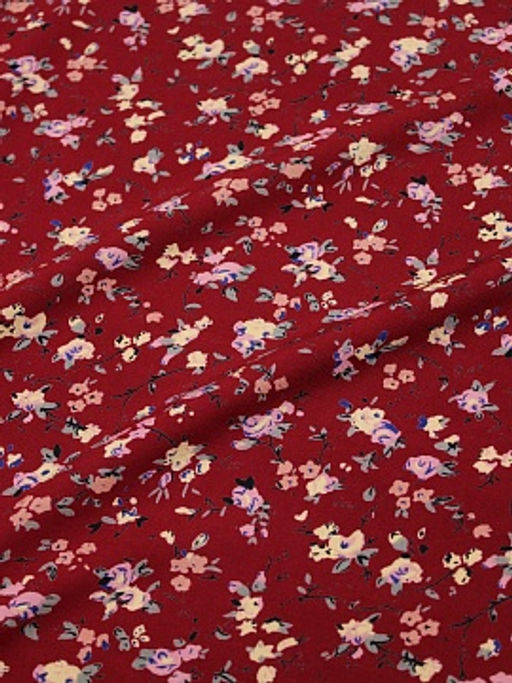 Штапель Премиум Цветочная грация цв.вишневый, ш.1.45м, вискоза-100%, 120гр/м.кв - Купава фото 6