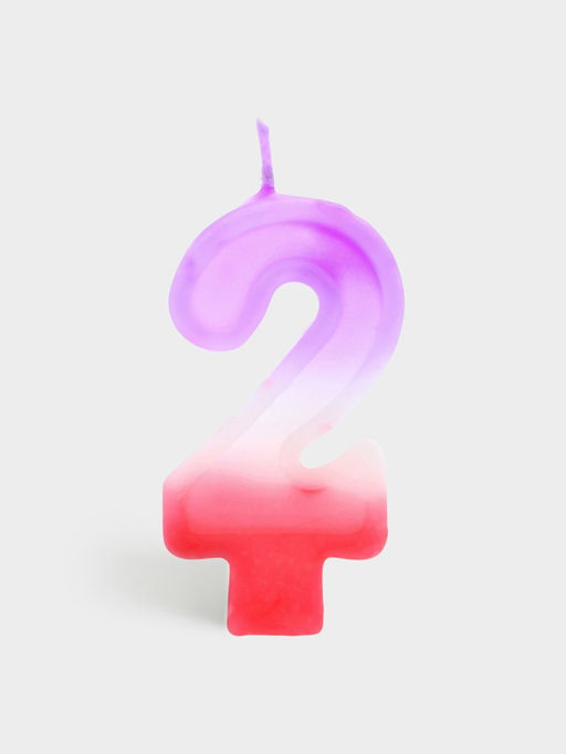 Цена за 10 шт. Свеча цифра для торта «2», 8×3.75×1 см