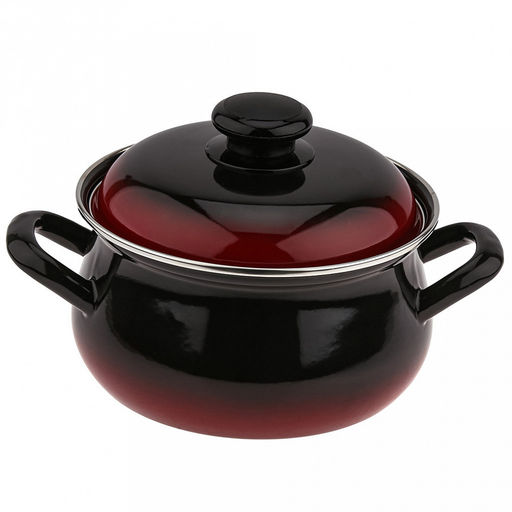 "Южанка" Набор эмалированных кастрюль 3 предмета: 2л - д18,5см, h9,8см, 3л - д21см, h12см, 4,5л - д23,5см, h13,2см, s0,8мм, форма грушевидная, двойной слой эмалевого покрытия, металлическая крышка с пластмассовой ручкой-кнопкой, металлические ручки,