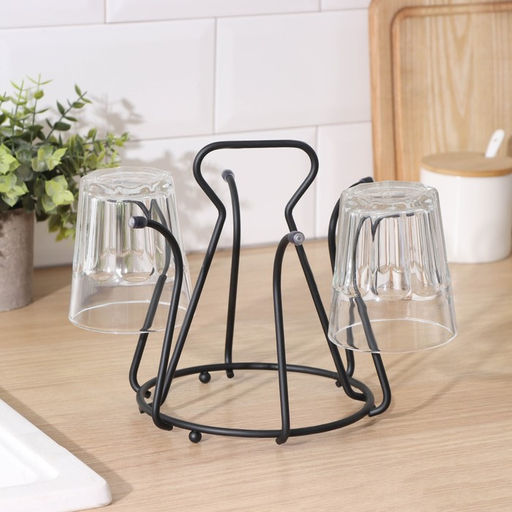 Подставка для стаканов Доляна, 20×20×18 см, чёрная