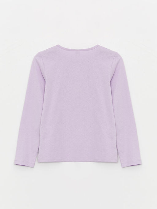 Bisiklet Yaka Bask?l? Uzun Kollu K?z ?ocuk Ti??rt - Waikiki фото 2