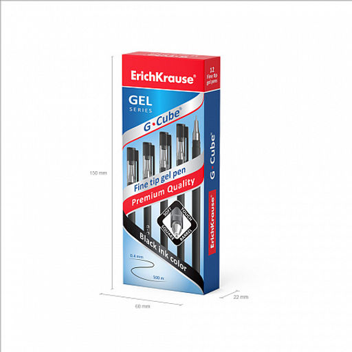 Цена за 12 шт. Ручка гелевая ErichKrause G-Cube® Stick Classic 0.5, цвет чернил черный (в коробке по 12 шт.)  фото 10