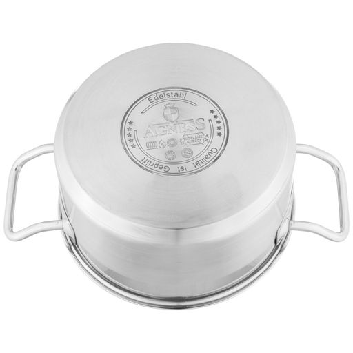 КАСТРЮЛЯ AGNESS 16X10 СМ 1,8 Л ВЫСОКОКАЧЕСТВЕННАЯ НЕРЖ СТАЛЬ 18/10 СО СТЕКЛ.КРЫШКОЙ фото 4