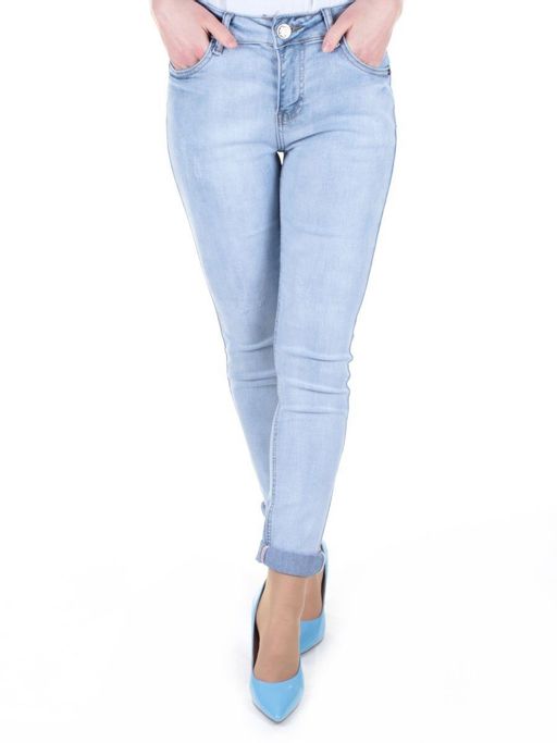 A809 LT. BLUE Джинсы зауженные женские AOTERSS - Фабричный китай фото 2