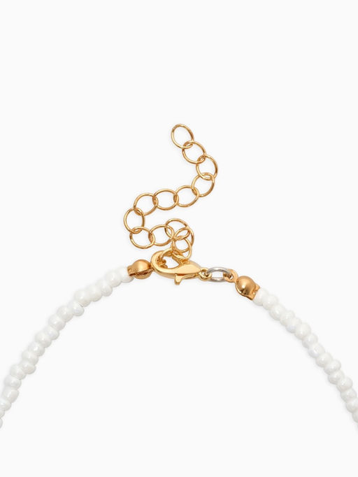 Чокер из бисера "Сердце", цвет бело-красный в золоте, L=45 см