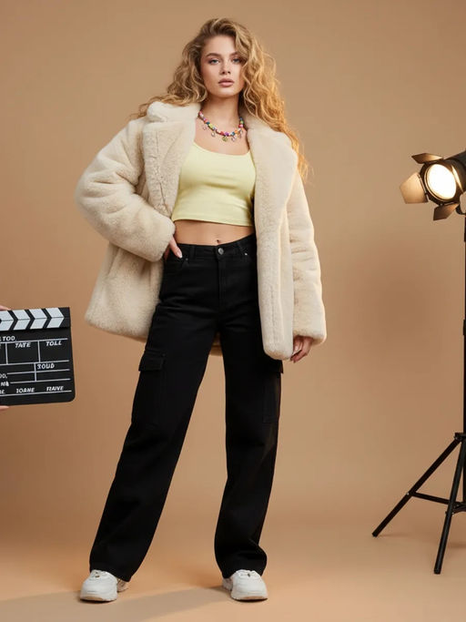 Джинсы трубы карго с карманами