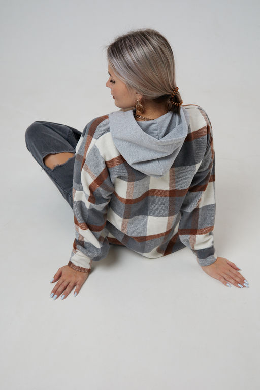 Рубашка женская в клетку с капюшоном РЖКК-01