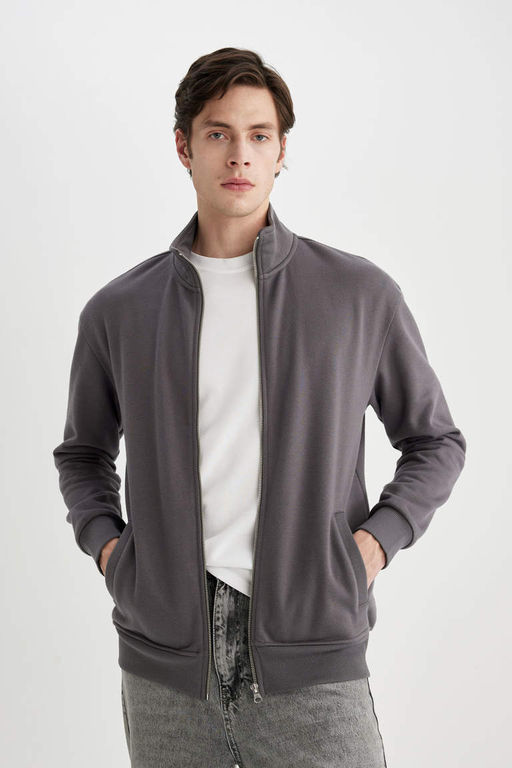 Толстовка Comfort Fit с воротником-стойкой на молнии - Defacto фото 3