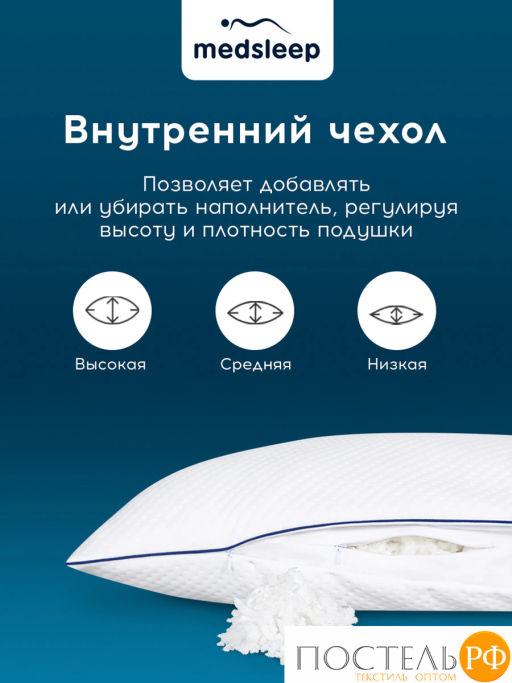 Подушка анатомическая MEDSLEEP ЛИМЕРИК плстр/хл/пенополиуретан  фото 9