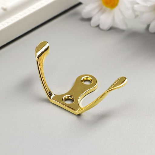 Цена за 2 шт. Крючок металл двойной, набор 4 шт., золото, 4.5×3 см