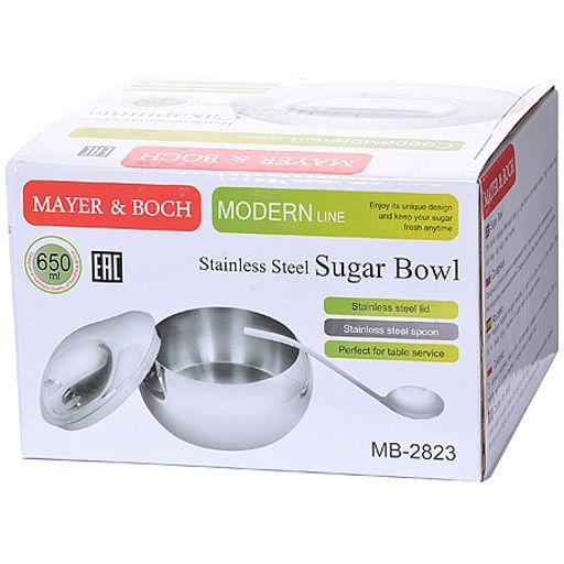 2823 Сахарница MB мет 650мл с ложкой ст/кр (х24) - Mayer&boch фото 4