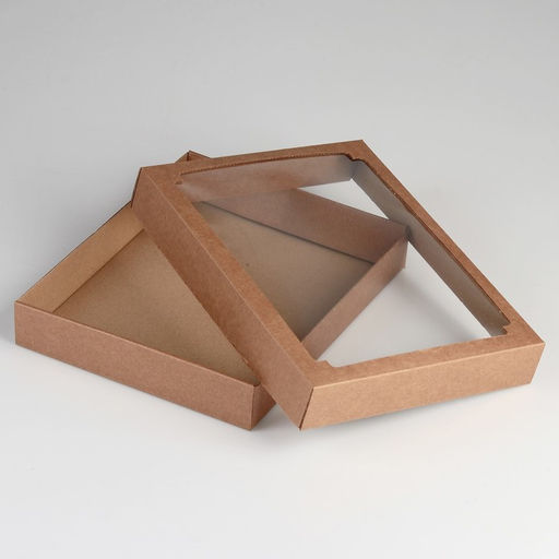 Цена за 5 шт. Коробка сборная, крышка-дно, с окном, крафт, 26 х 21 х 4 см - Simaland фото 2