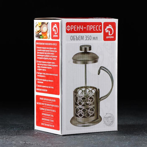 Френч-пресс стеклянный Доляна «Фараон», 350 мл, 13×9×19 см