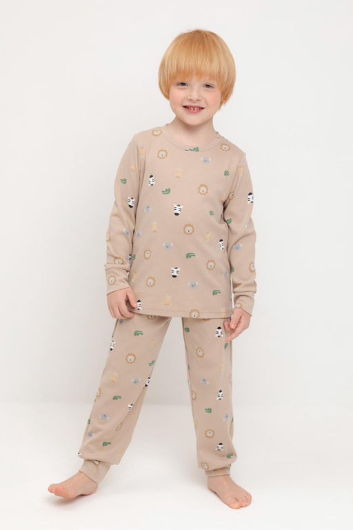 К 1552/темно-бежевый,зоопарк пижама д/дет яс