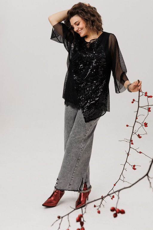 Блуза ANELLI 1781 черный авантюрин  фото 2