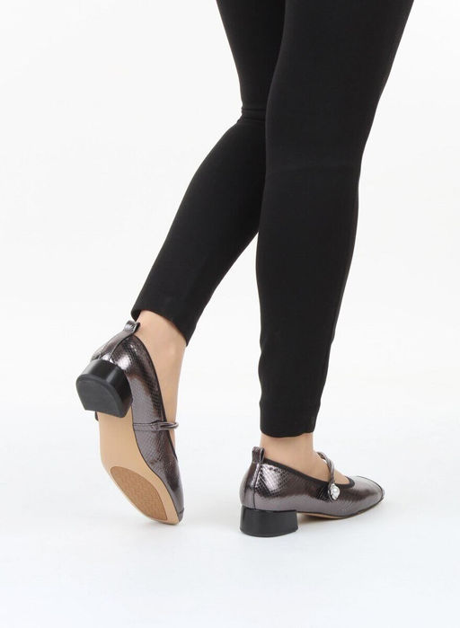 06-B69A-121Y SILVER/BLACK Туфли женские (натуральная кожа)