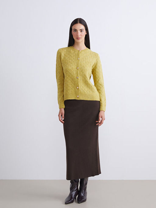 Bisiklet Yaka Kendinden Desenli Kad?n Triko H?rka