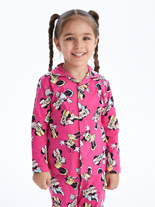 Polo Yaka Uzun Kollu Minnie Mouse Bask?l? K?z Bebek Pijama Tak?m? - Waikiki фото 2