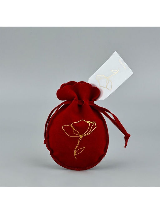 Цена за 5 шт. Мешочек подарочный замшевый Цветок, красный, тиснение, 9?12 см  1.5 см