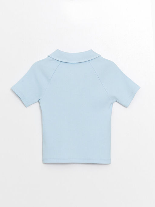 Polo Yaka Bask?l? K?sa Kollu K?z ?ocuk Ti??rt - Waikiki фото 2