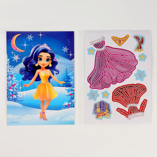 Алмазная мозаика с частичным заполнением для детей. Наряди персонажа на новый год Снежная красавица