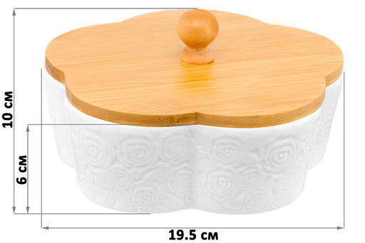 Банка д/печенья 19,5*19,5*10 см 900 мл Цветок Розы с дерев. крышкой - Elan gallery фото 2