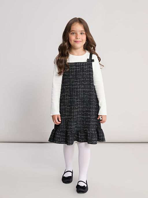 Kare Yaka K?z ?ocuk Elbise ve Ti??rt