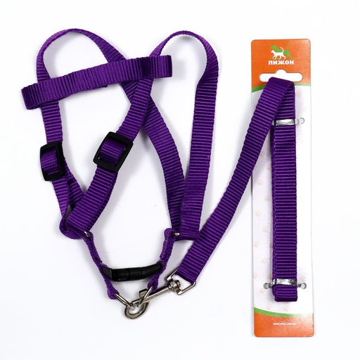 Комплект Базис, поводок 120 х 1,5 см, ОГ 32-46 см, фиолетовый - Пижон фото 7