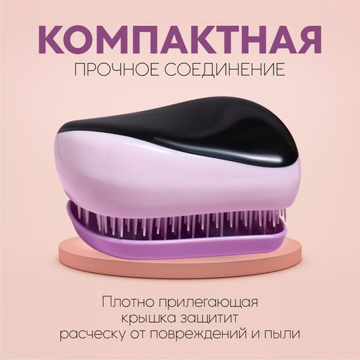 Цена за 2 шт. Расчёска массажная, с крышкой, 5 × 9 см, PVC-коробка, цвет МИКС